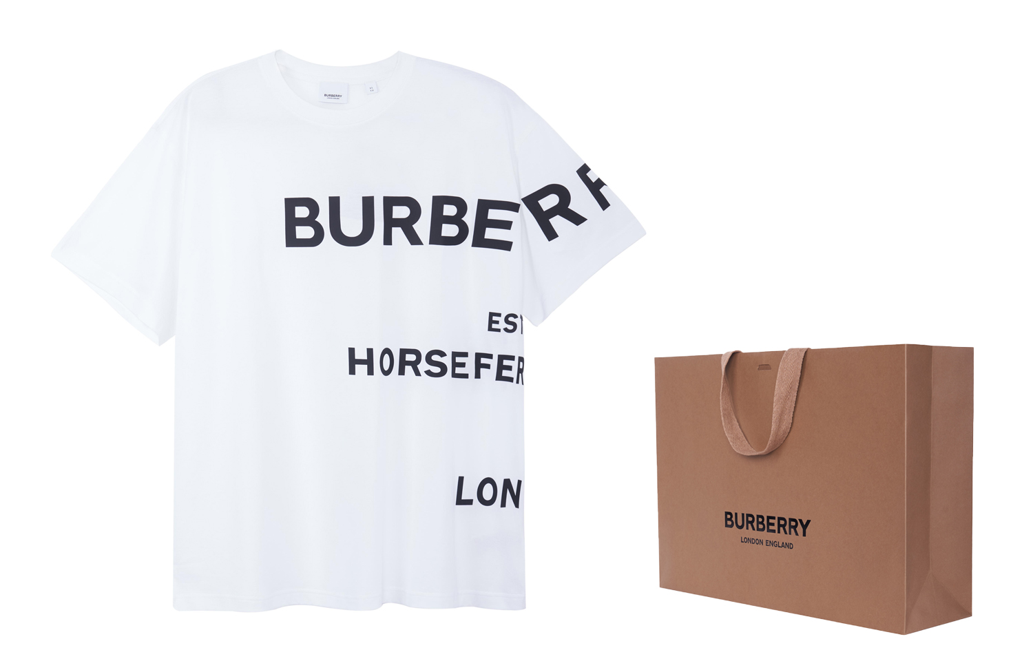 Футболка Burberry Men Horseferry-Print, бело-черный, белый — фото 4
