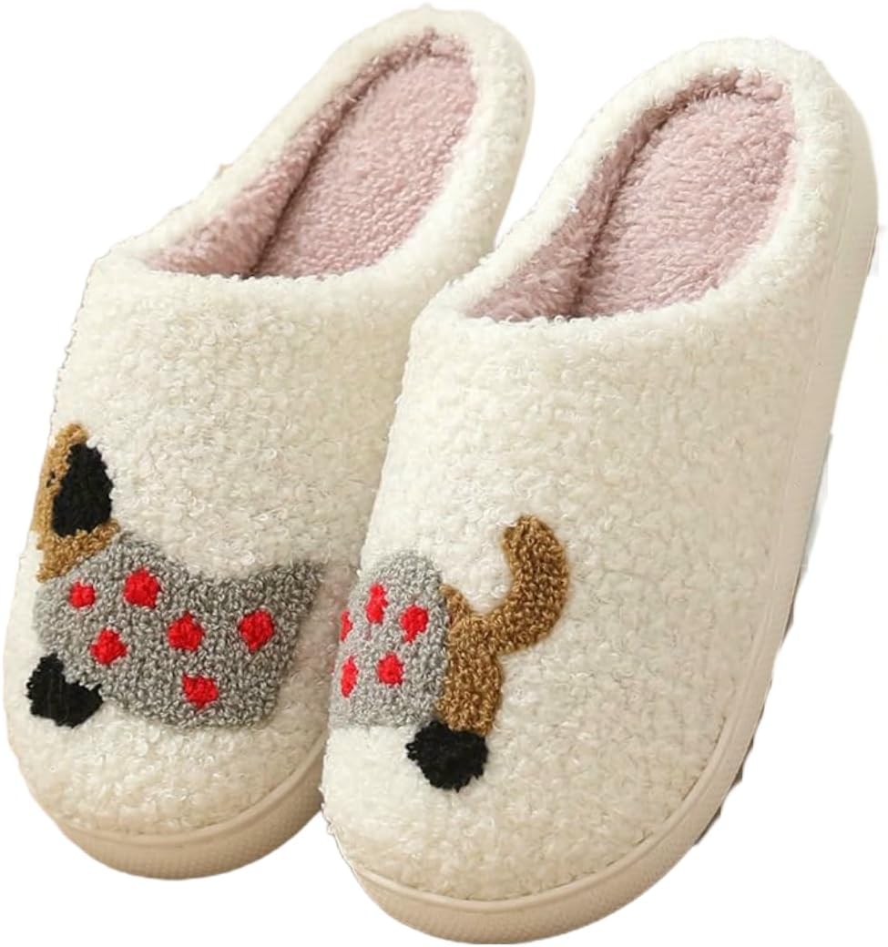 

Зимние домашние тапочки с животными: плюшевые мультяшные противоскользящие комнатные обувь Fswinder, Dalmatian