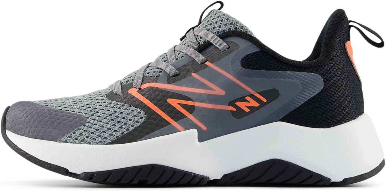 Кроссовки для бега New Balance Kids' Rave Run V2 на шнуровке, черный/серый — фото 2