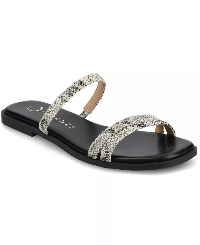 Женские сандалии Brisa Multi Strap Slip On Туфли на плоской подошве Journee Collection, мультиколор