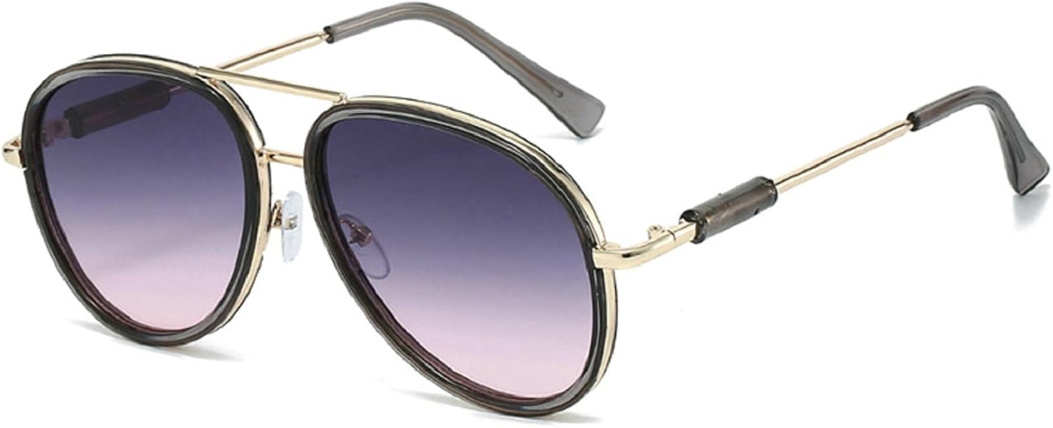 

Модные солнцезащитные очки-пилот с двойной перемычкой для мужчин, защита от УФ-излучения UV400, винтажные солнцезащитные очки с градиентным зеркальным покрытием для женщин mincl, Gray Light Pink