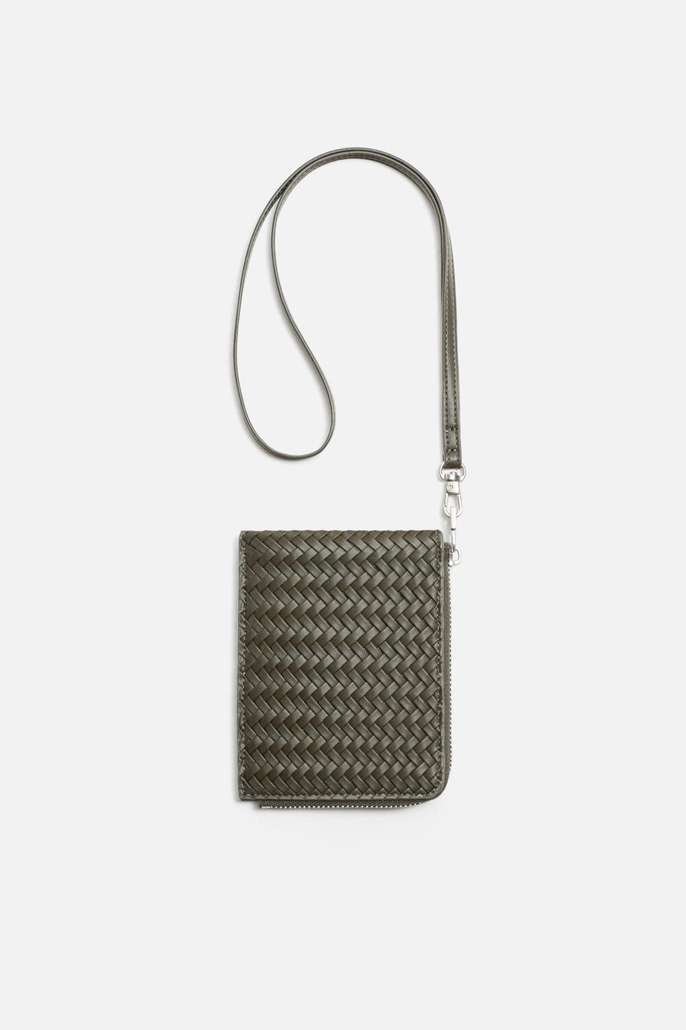 

Плетеный кошелек с молнией ZARA, зеленый