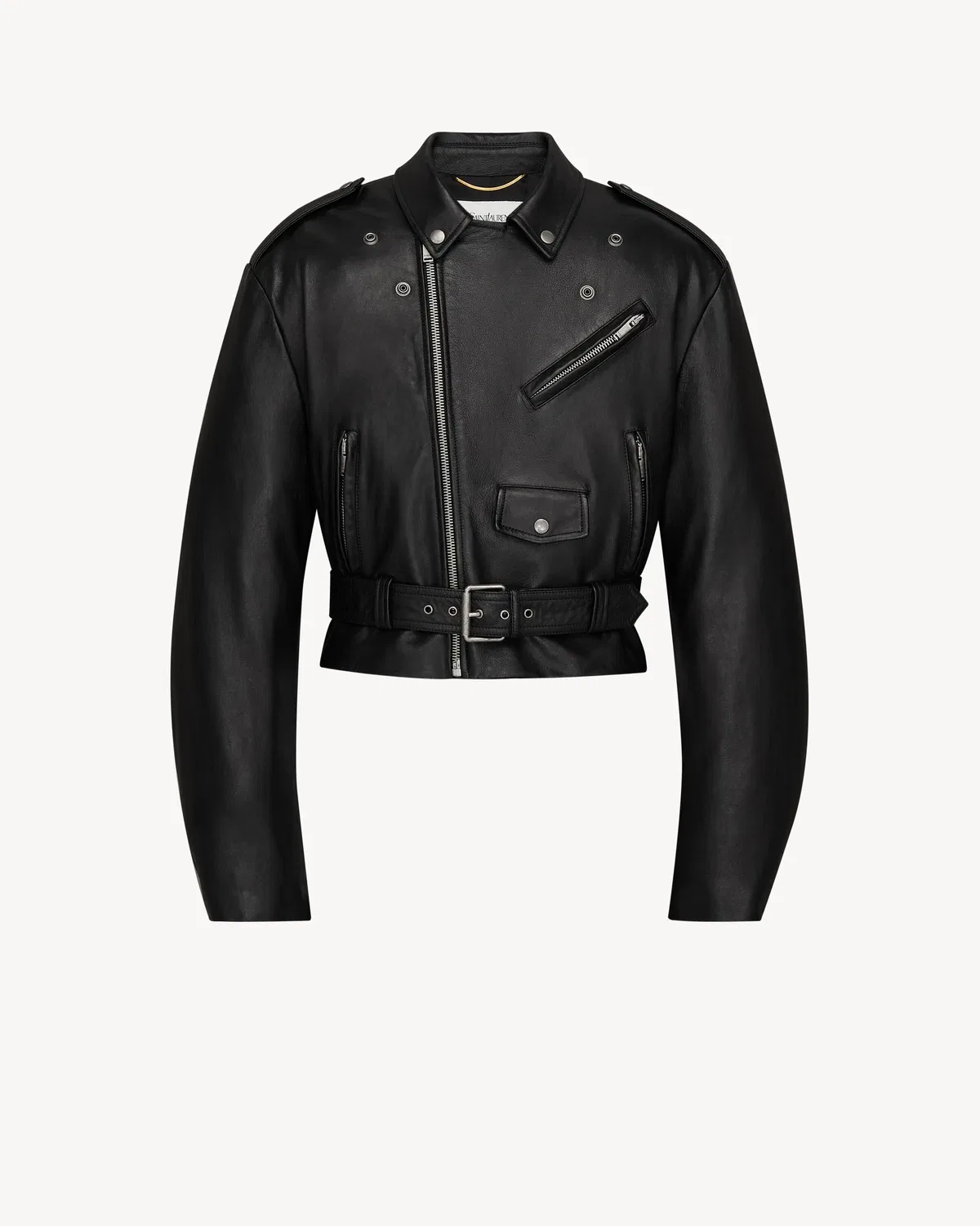Косуха на молнии из ягнячьей кожи Saint Laurent, черный — фото 3