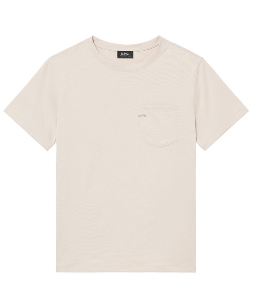 

Футболка с коротким рукавом, с карманной эмблемой A.P.C., бежевая