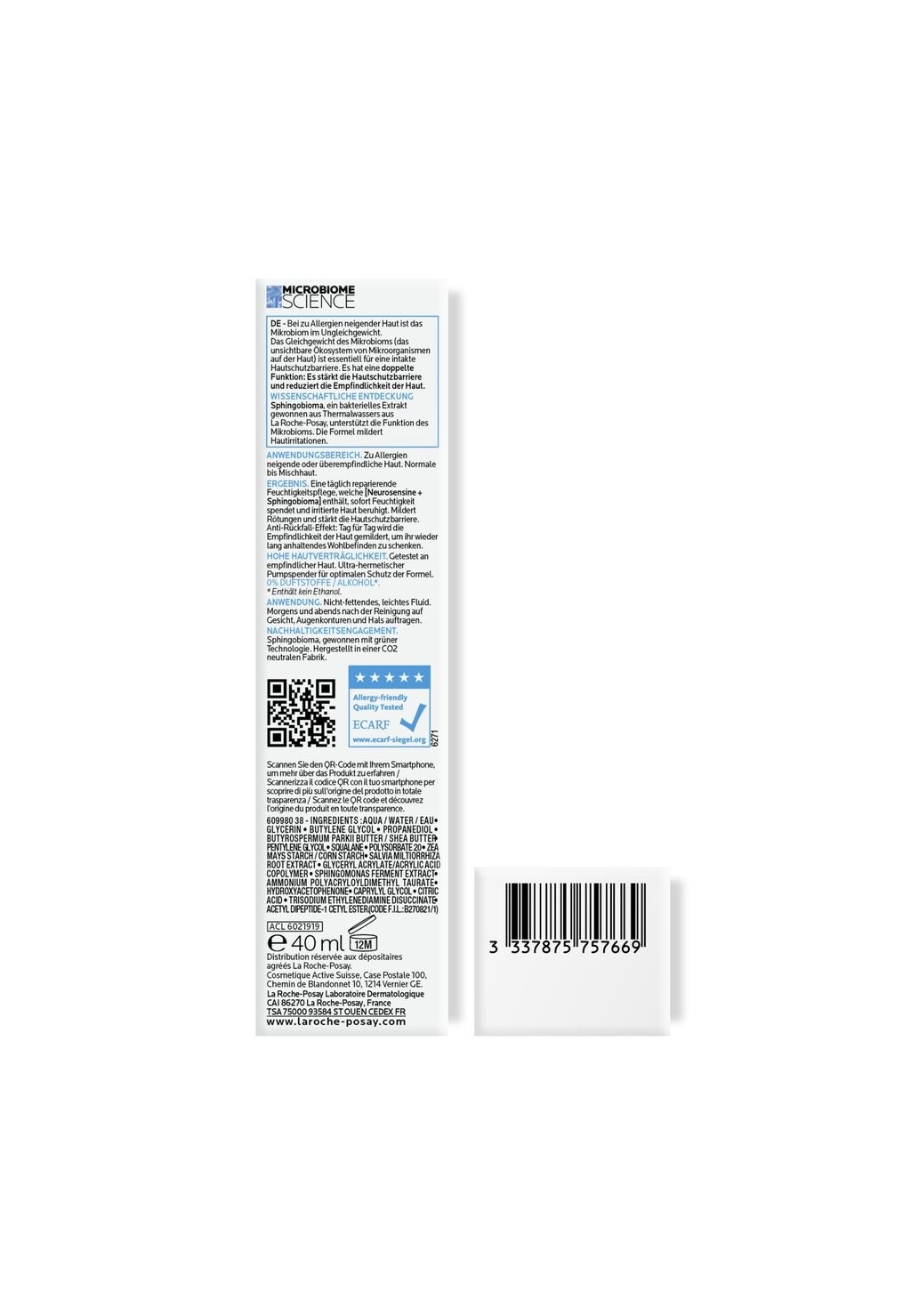 Флюид La Roche-Posay — FACE CARE CARING TOLERIANE DERMALLERGO FLUID, цвет weiß transparent — фото 3
