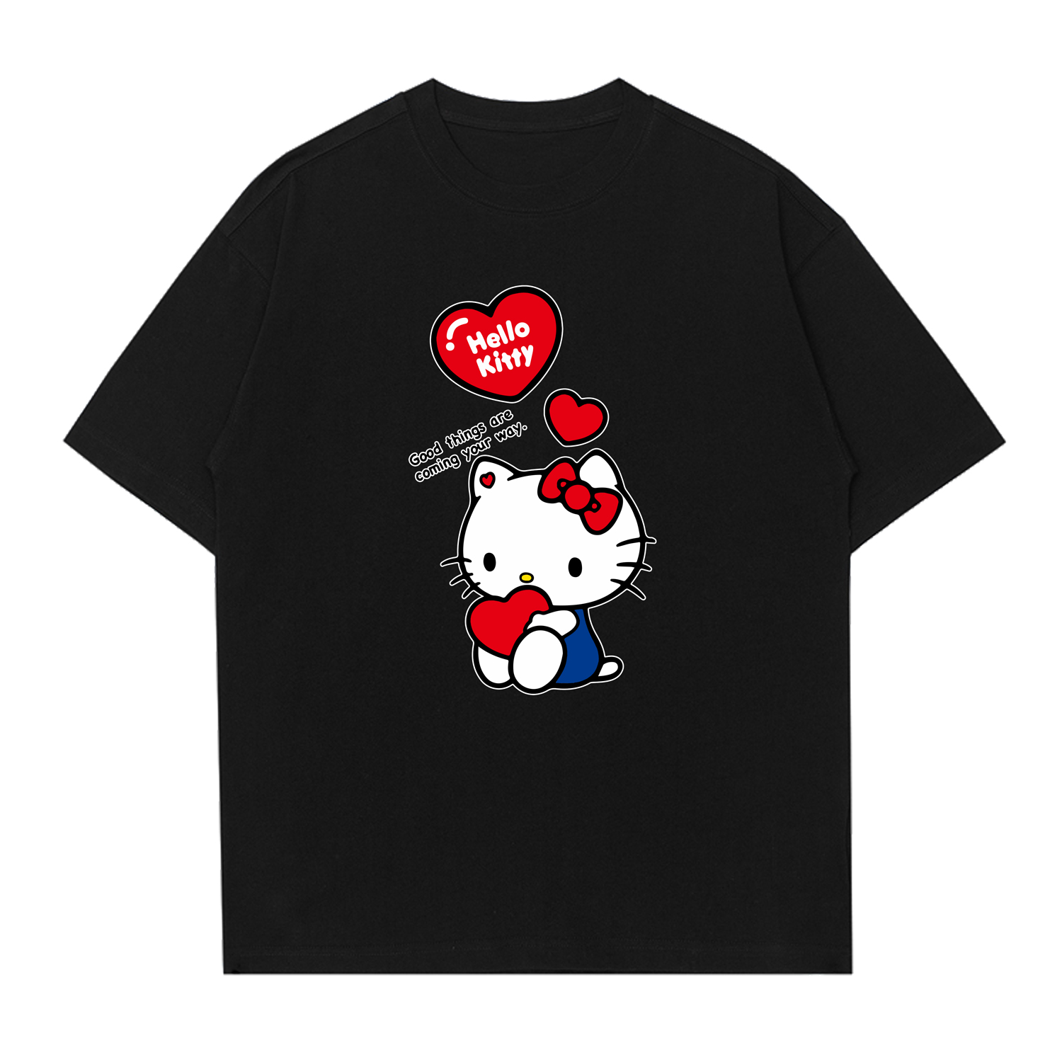 

Hello Kitty Hello Kitty 2025 летняя футболка Unisex Sanrio, черный