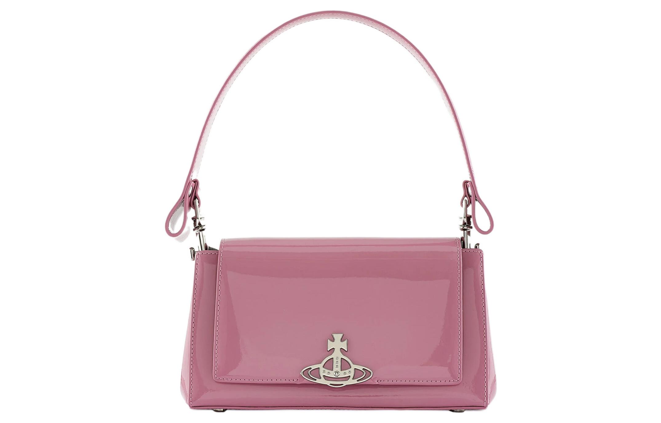 

Кожаная сумка через плечо Vivienne Westwood среднего размера розовая