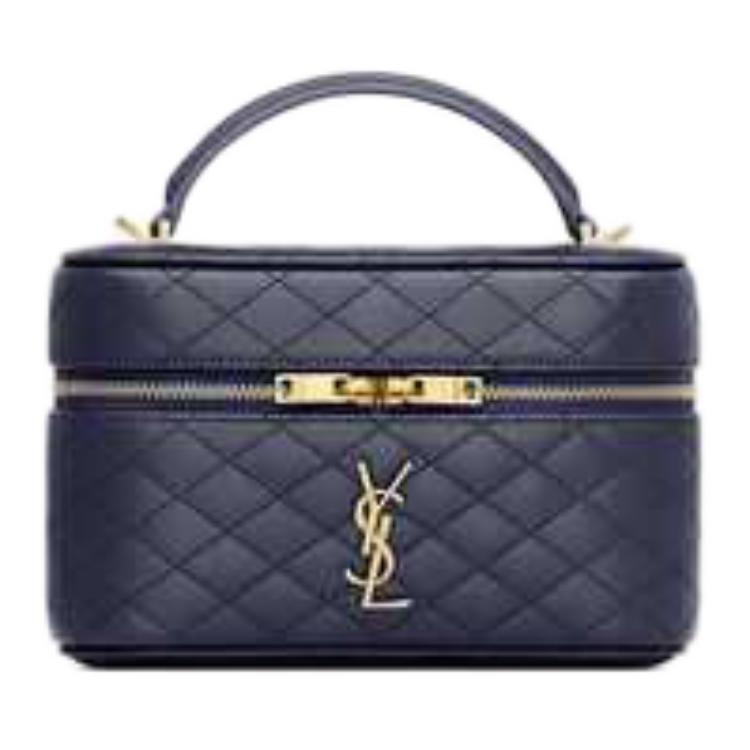 

SAINT LAURENT Одно плечевая кожаная косметичка через плечо малая женская бездна синий