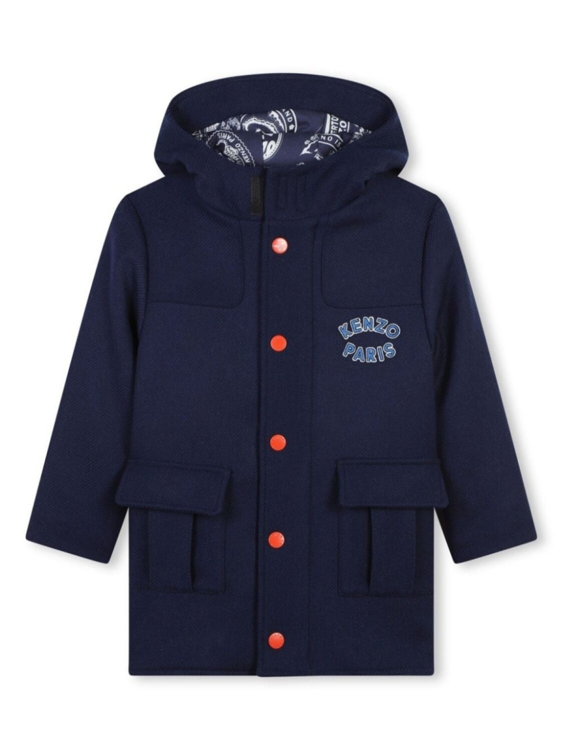

Kenzo Kids пальто с капюшоном и логотипом, синий