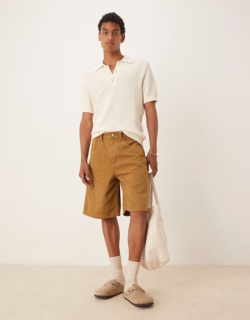 

Длинные плотницкие шорты ASOS DESIGN бежевого цвета