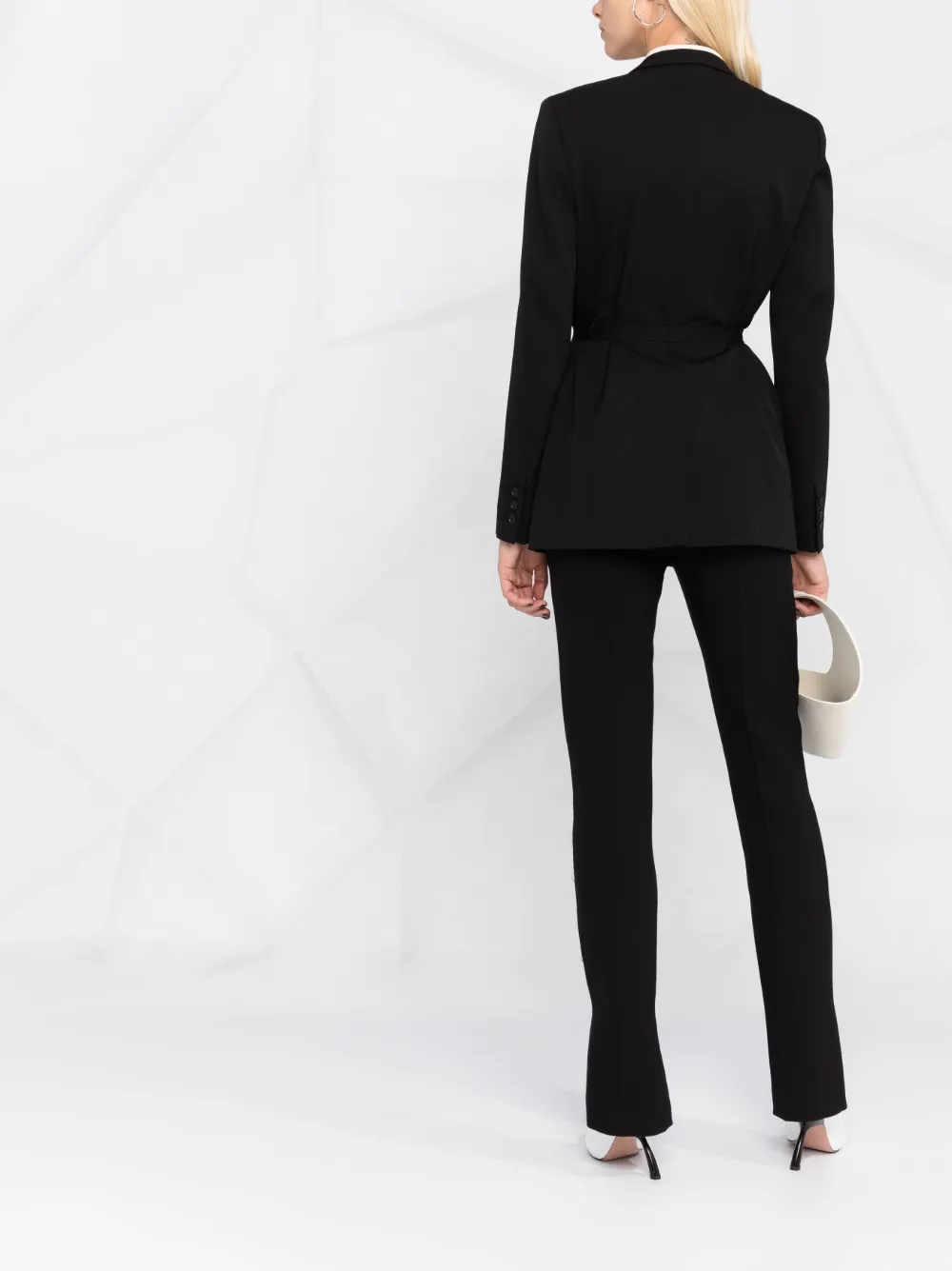 Однобортный блейзер с поясом Stella Mccartney, черный — фото 4