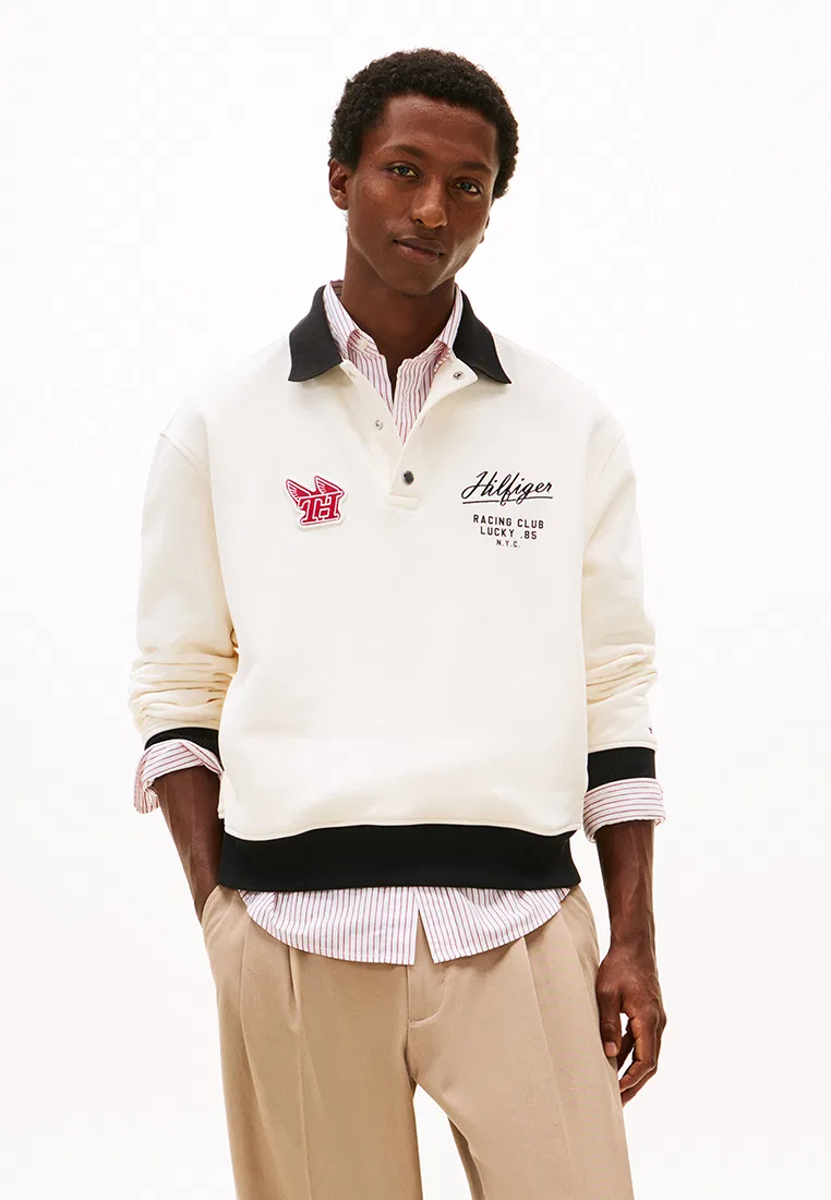 Свитшот с воротником-поло, TH Mainline Tommy Hilfiger, слоновая кость