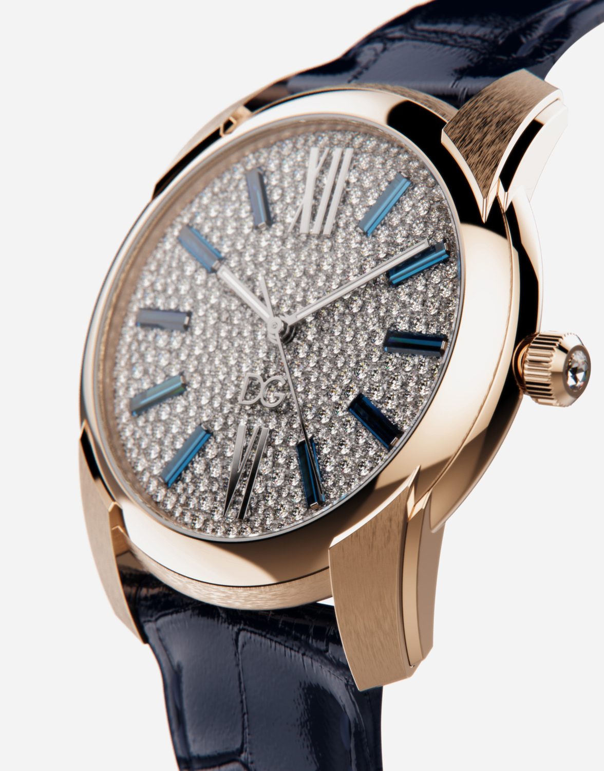 DOLCE & GABBANA Часы DG7 Pavé из желтого золота с бриллиантами и синими сапфирами — фото 2