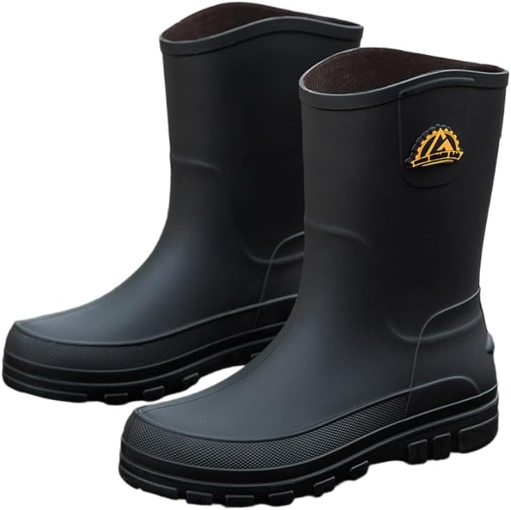 

Водонепроницаемые мужские резиновые сапоги HoaloX - прочные противоскользящие ботинки для рыбалки, кухни, мытья автомобилей и работы на фабрике, черный