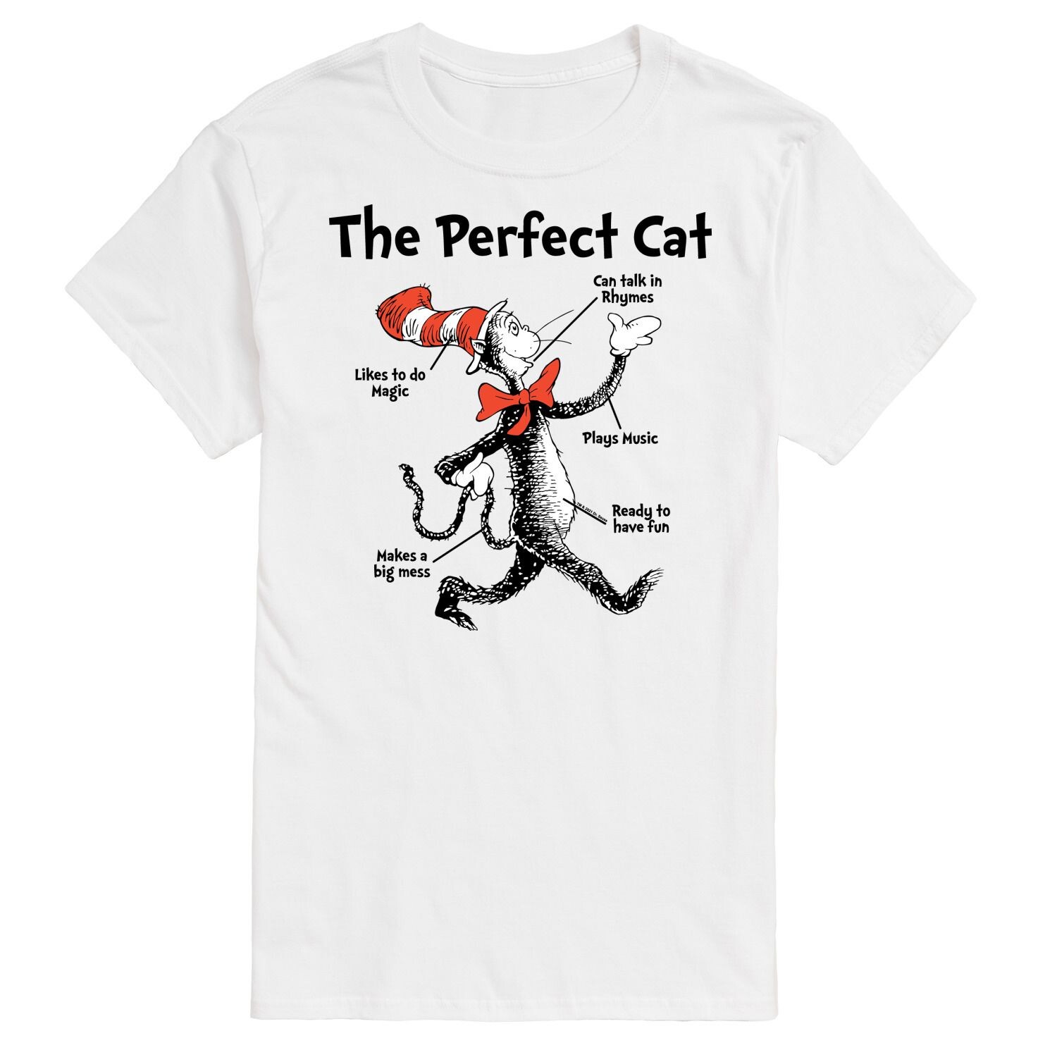 

Футболка Big & Tall Dr Seuss Perfect Cat License, белый