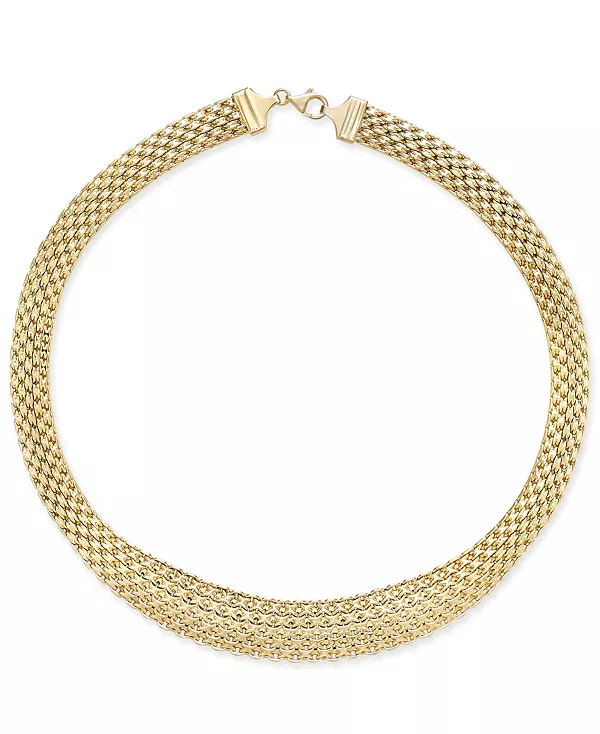 

Крупное 18-дюймовое ожерелье с градуированными звеньями и широкой сеткой из 14-каратного желтого золота (также из 14-каратного белого золота) Italian Gold, gold