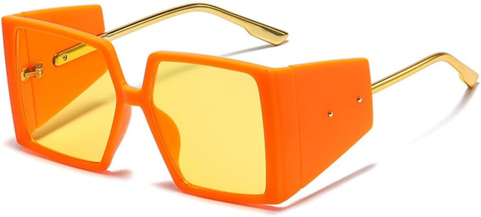 

Винтажные панк-солнцезащитные очки для женщин, большие солнцезащитные очки в стиле стимпанк для мужчин, ретро-очки с защитой от УФ-излучения UV400 MTZJH, Orange-yellow