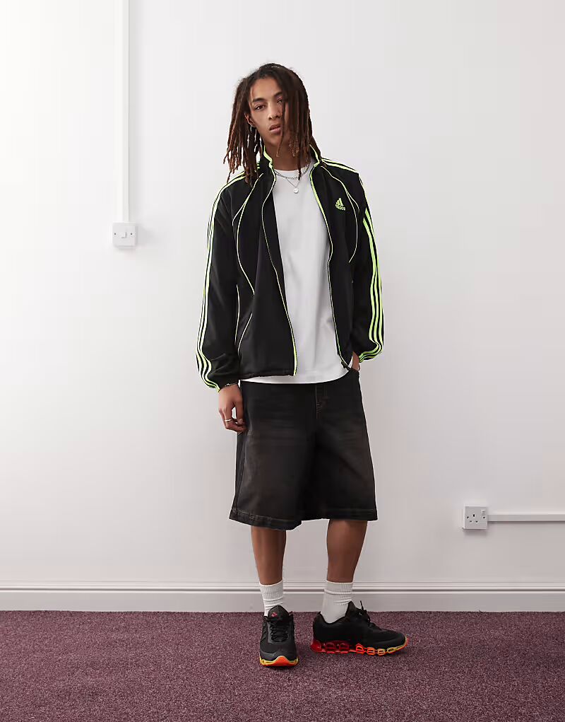 Футболка с длинным рукавом Adidas Originals Teamgeist черного и лаймового цветов — фото 2
