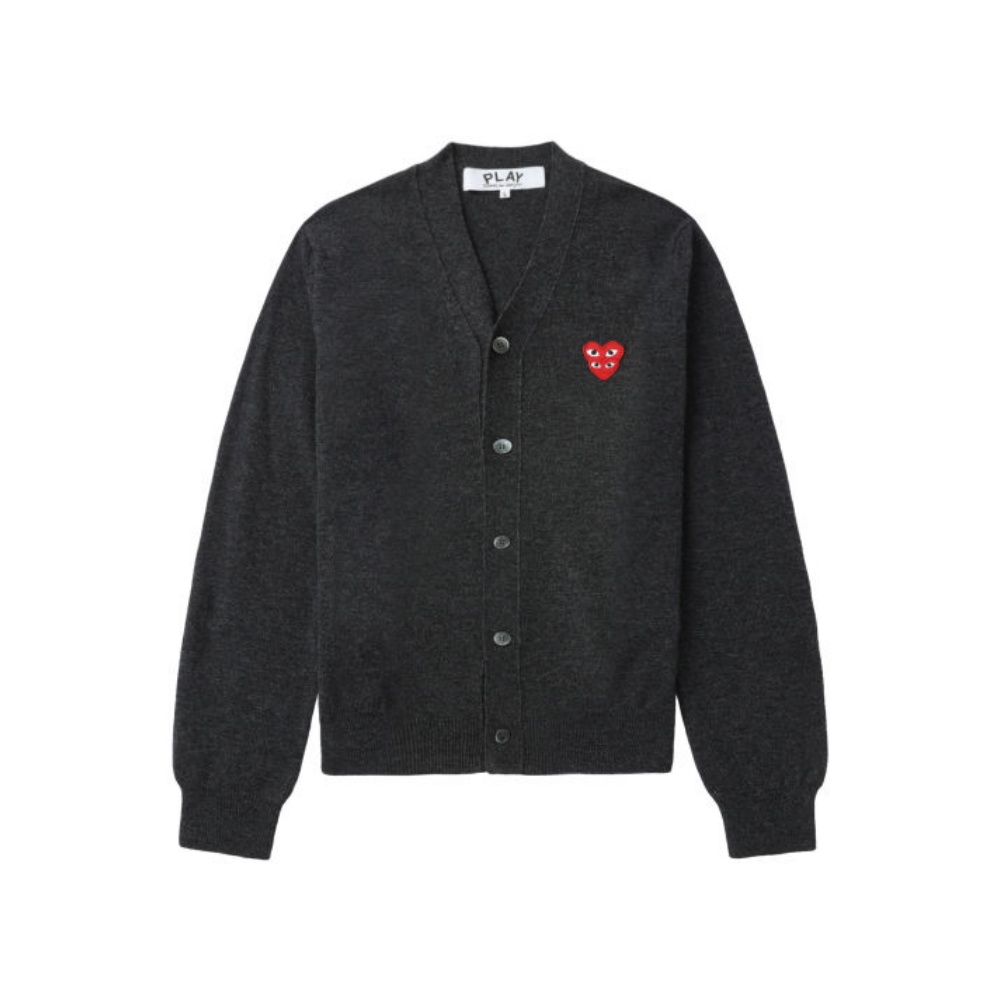 

CDG Play Трикотажный кардиган Unisex V-образным вырезом темно-серого цвета