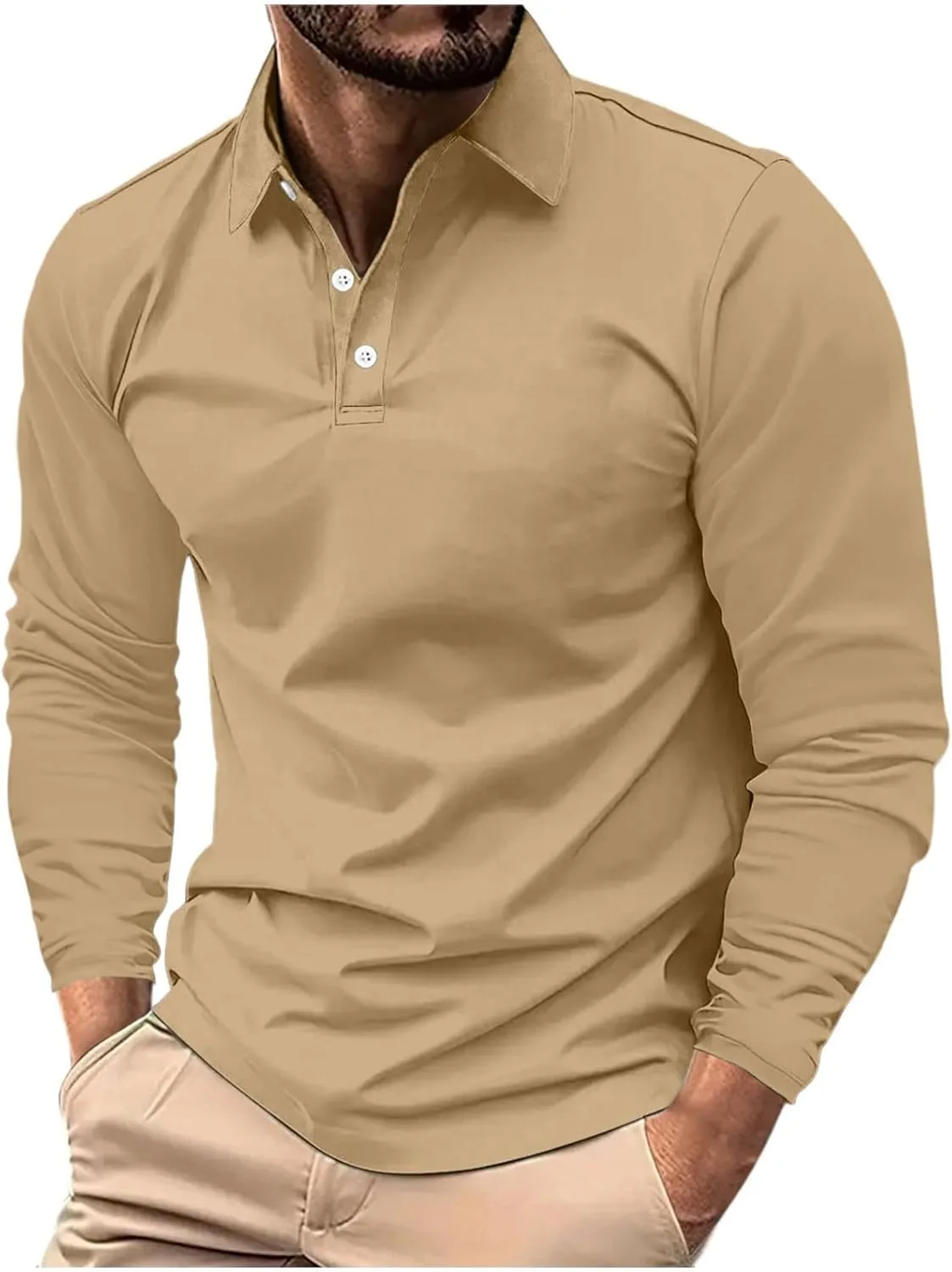 

Мужская рубашка для гольфа с длинным рукавом и воротником на пуговицах