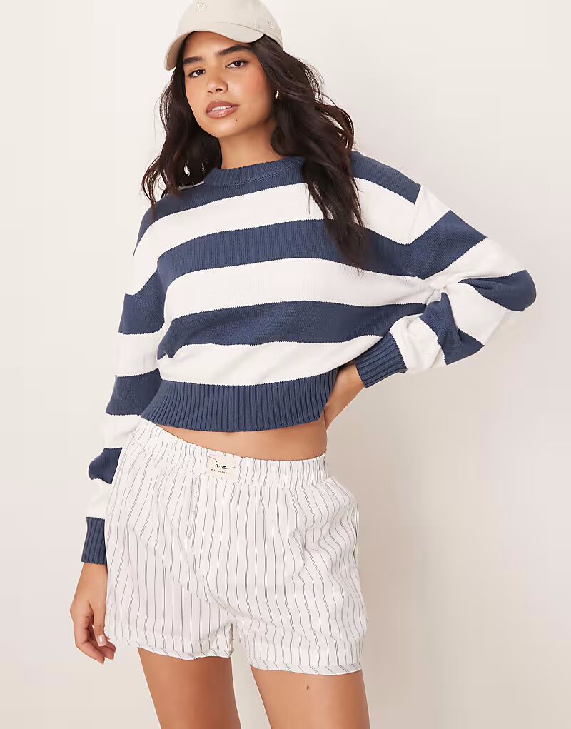 

Полосатые боксеры Free People на каждый день цвета слоновой кости