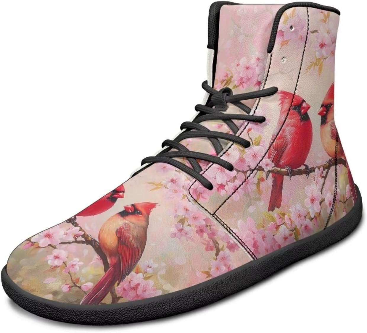 

Высокие кроссовки с рисунком птицы, ультралегкие, мужские, с широкой колодкой, ботинки, кроссовки для бега с нулевым перепадом Watdotory, Cardinal Cherry Blossom Print