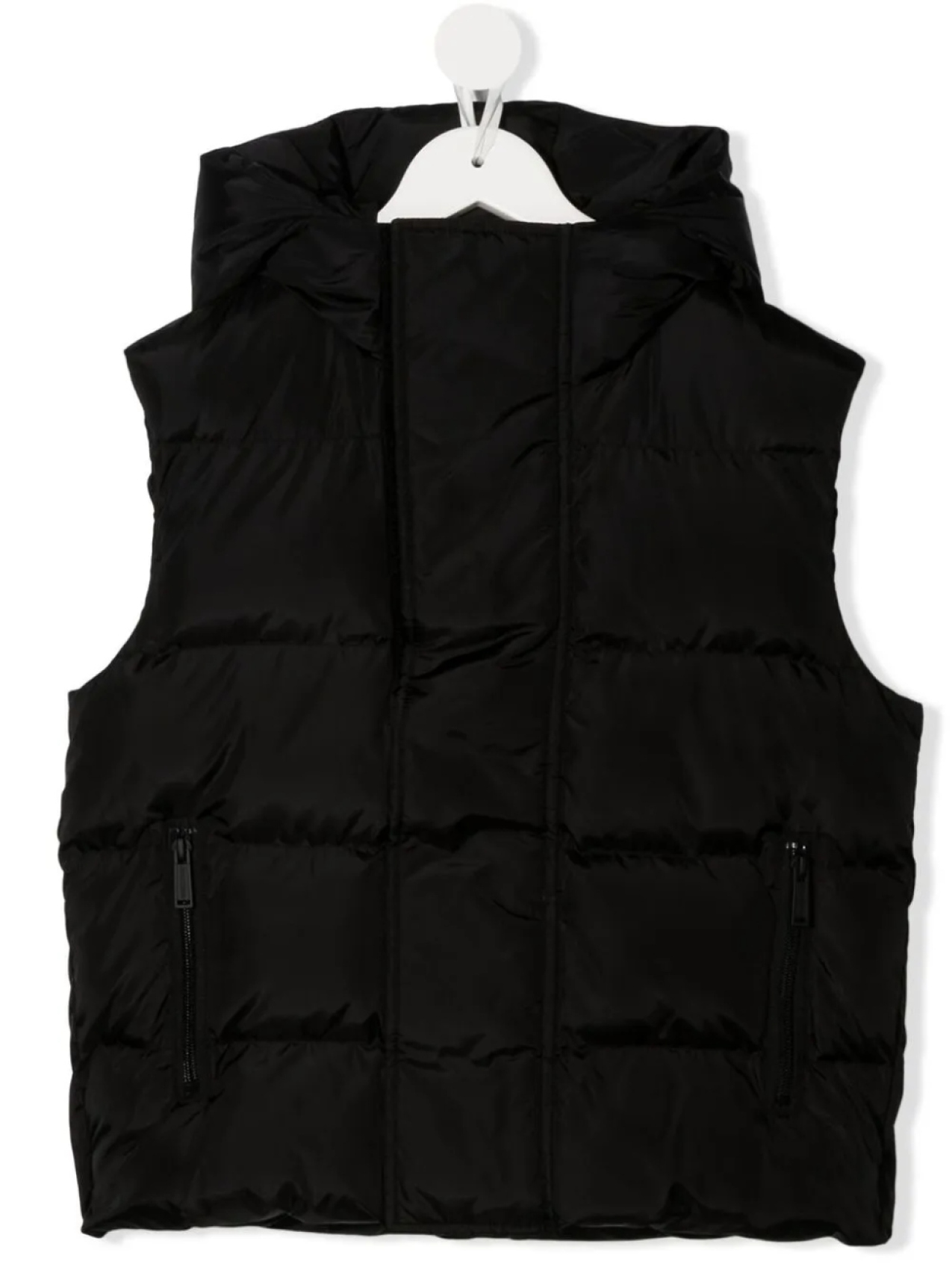 

DSQUARED2 KIDS дутый жилет с капюшоном и логотипом, черный