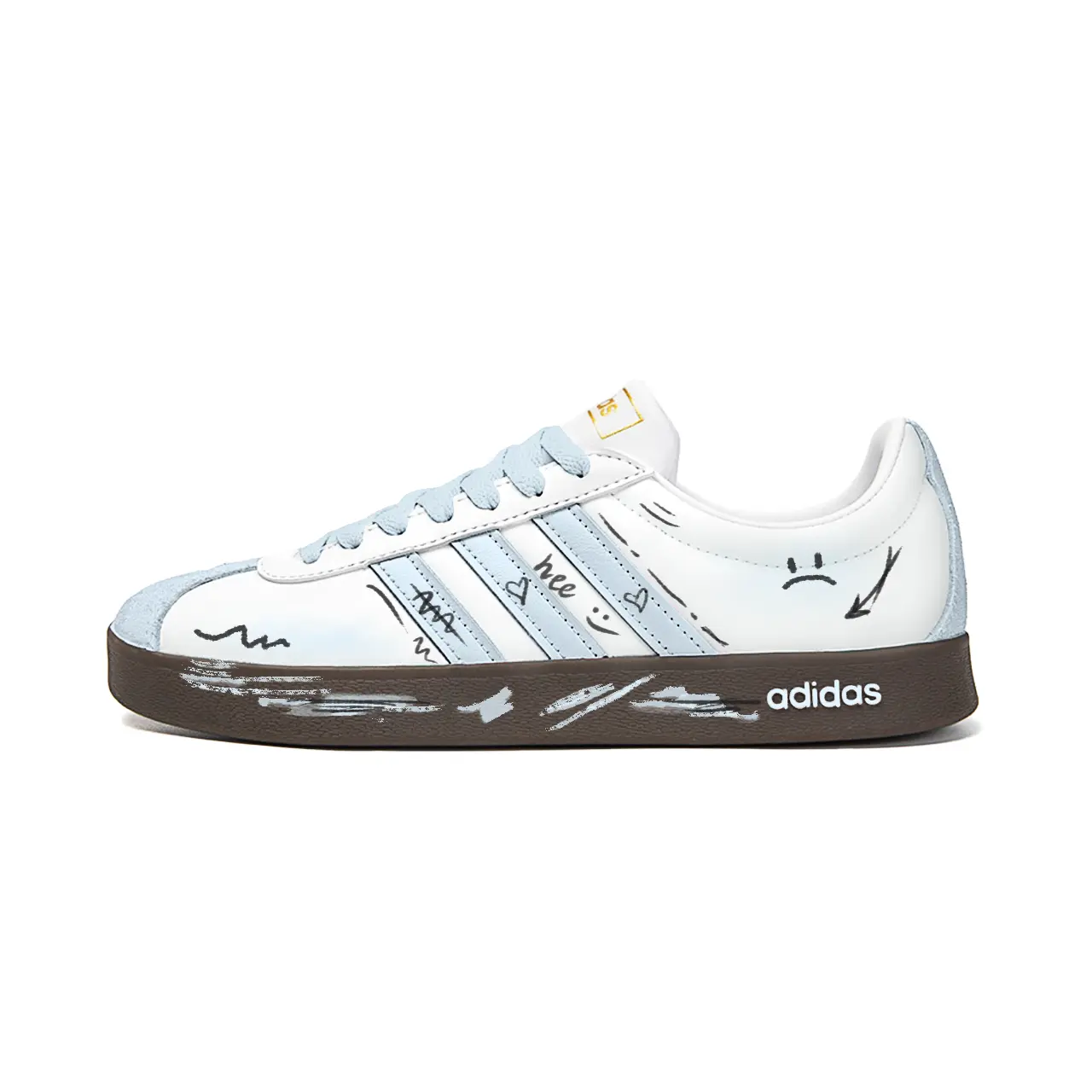 

Adidas ВЛ Корт 2.0 скейтерские кроссовки унисекс низкие бело-голубые, цвет White Blue