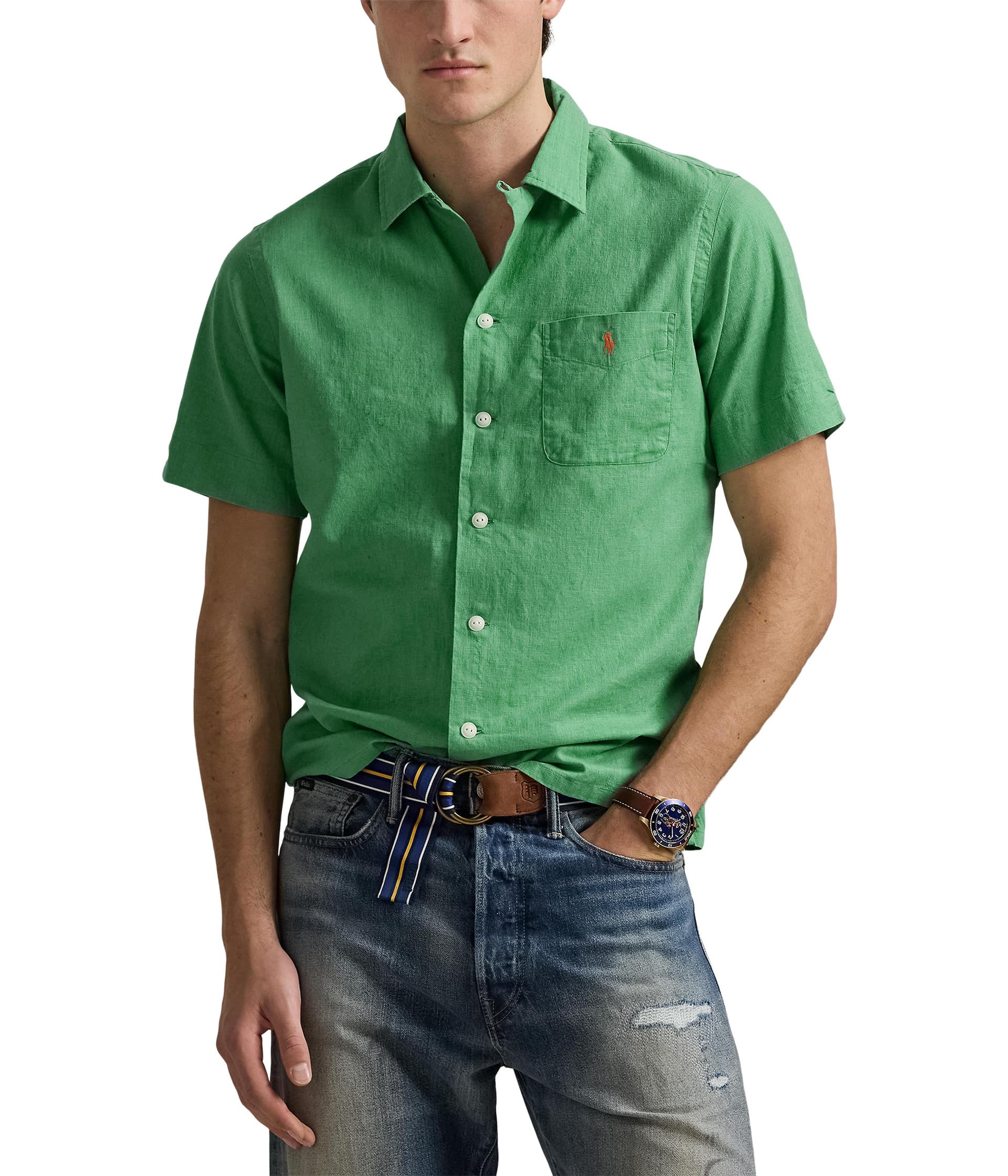 

Рубашка Polo Ralph Lauren Classic Fit Linen-Cotton Camp Shirt, Raft Green