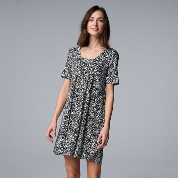 

Женская ночная рубашка с коротким рукавом Simply Vera Vera Wang, цвет black ditsy