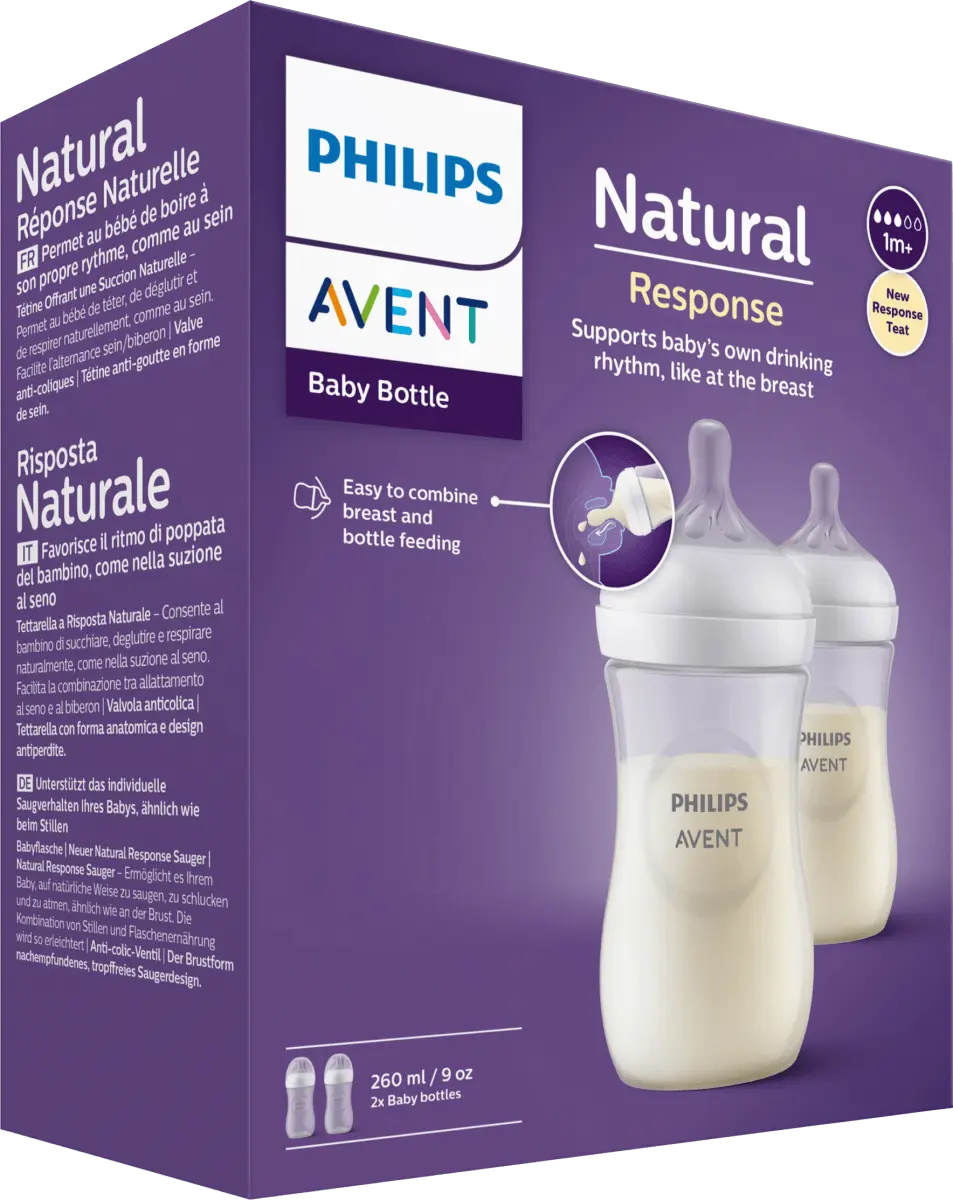 Детская бутылочка Natural Response белая с рождения двойная упаковка 260мл 1 шт. Philips