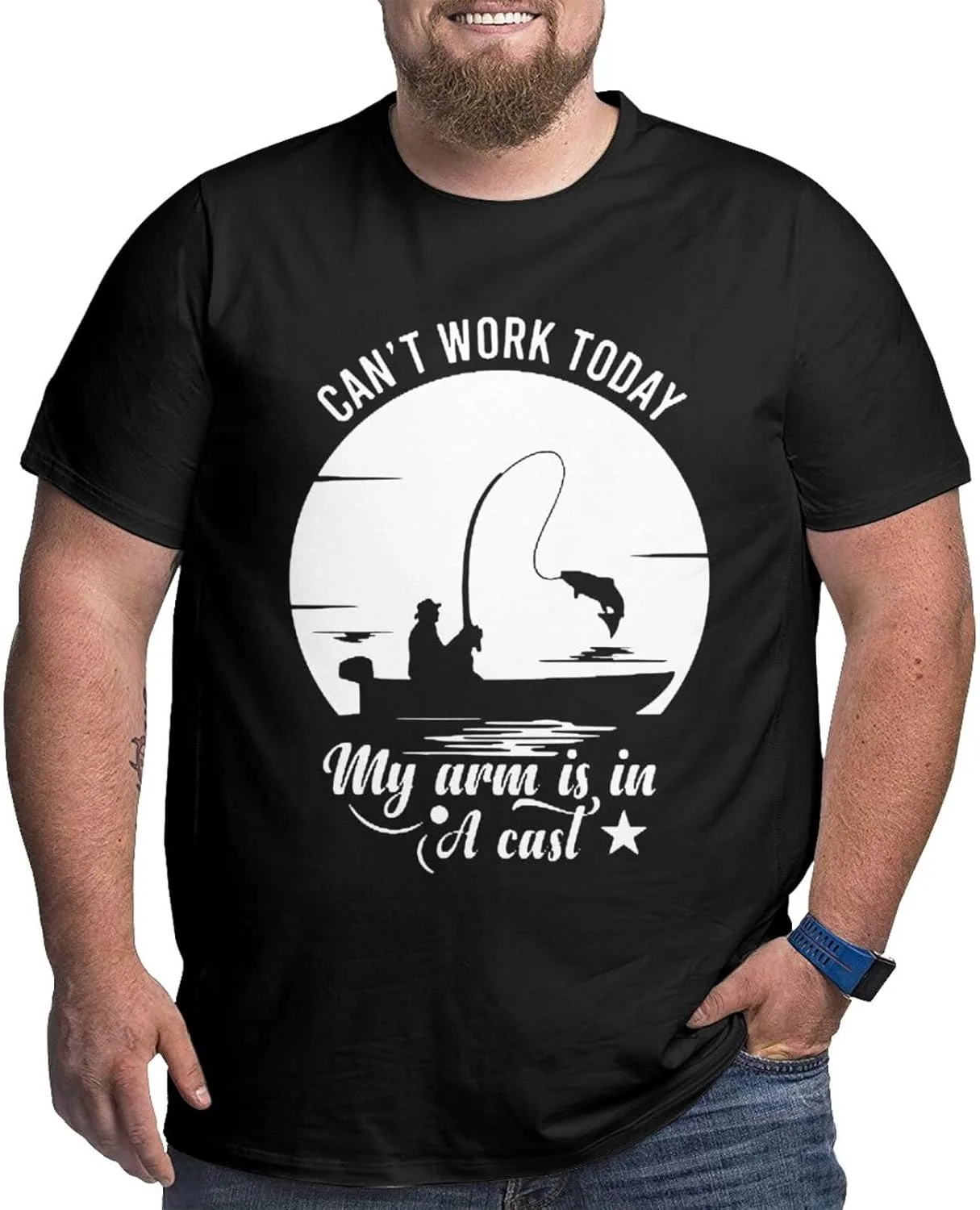 Футболка мужская Can't Work Today My Arm is Cast, летняя, с коротким рукавом, oversize