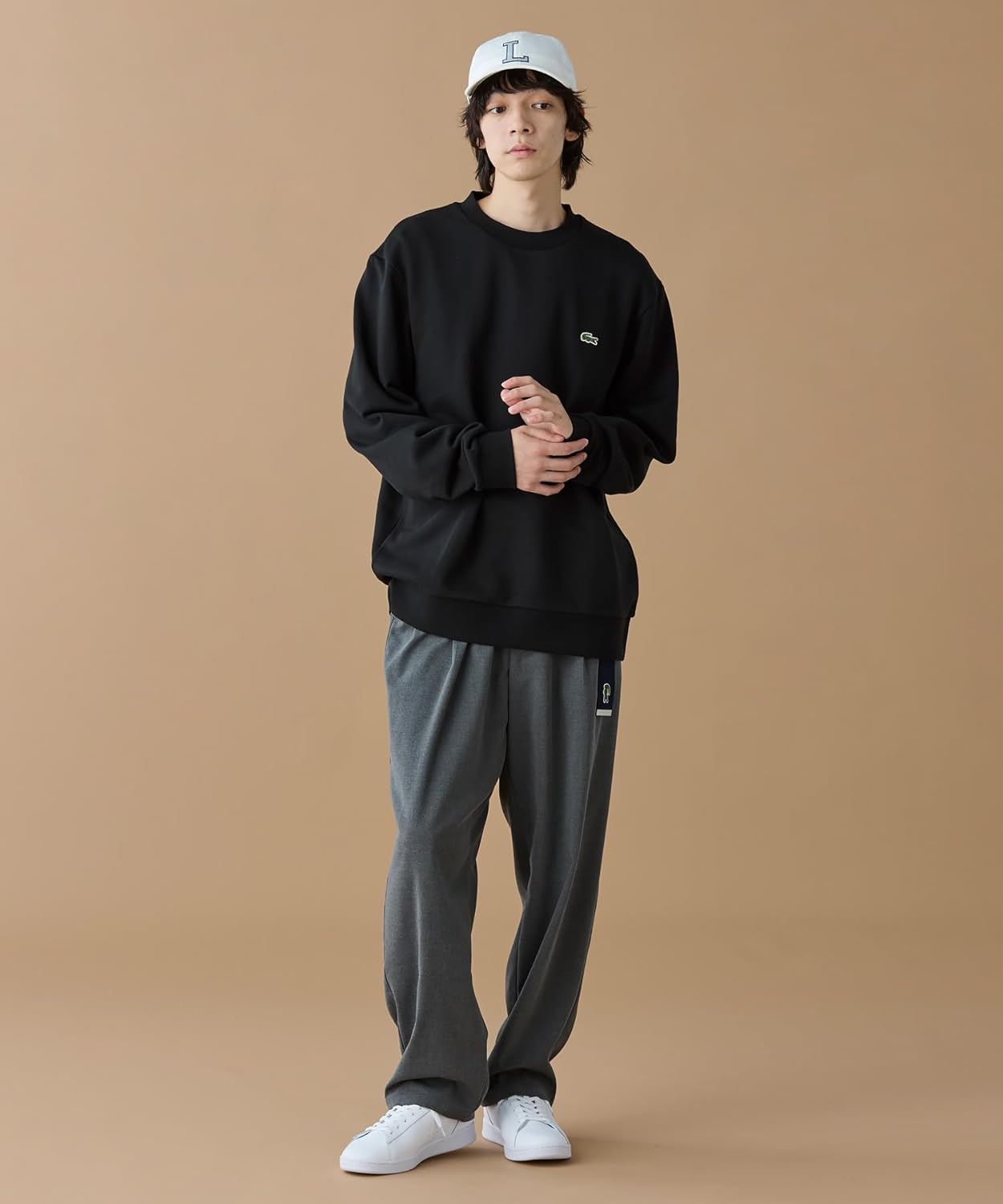Мужская официальная толстовка Lacoste Essential с круглым вырезом, черный — фото 4