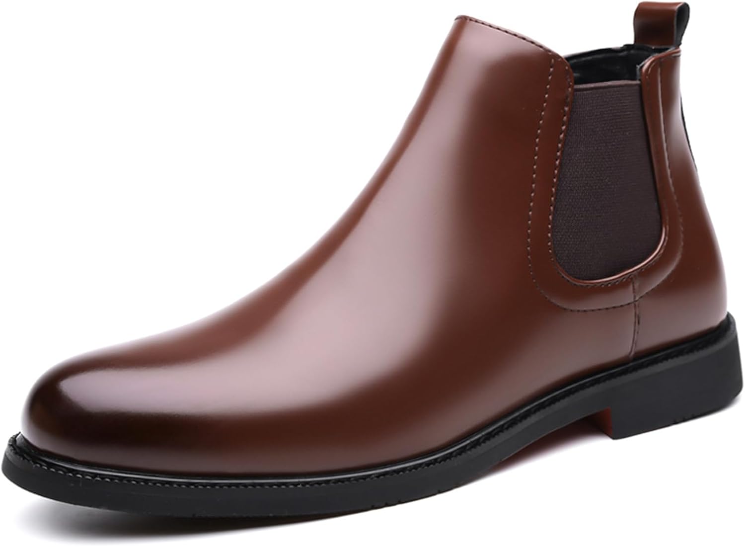 

Мужские ботинки Челси из натуральной кожи, без застежки, эластичные, классического стиля, с полированной отделкой, низким каблуком, дышащие, удобные, для делового и повседневного ношения, офиса, вечеринки и смарт-кэжуал Tixewsjh, коричневый