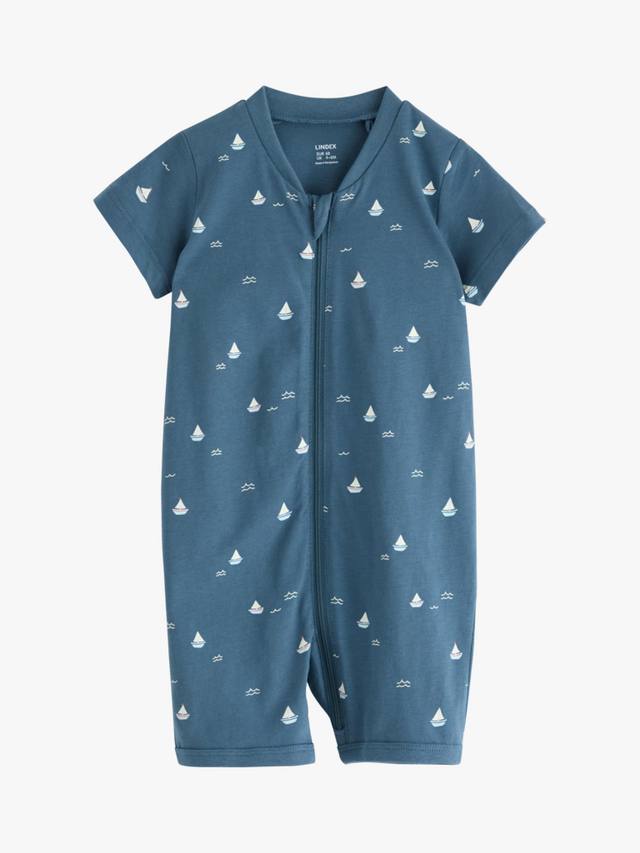 

Детский хлопковый комбинезон с принтом лодочек и молнией Lindex, Dusty Blue