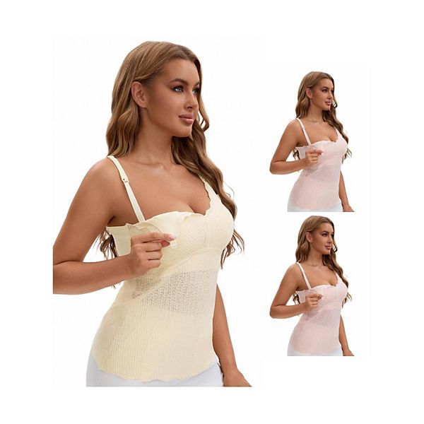 

3 упаковки женских кружевных маек для кормления с регулируемыми бретелями и встроенным бюстгальтером Inspire Chic, Light Pink White