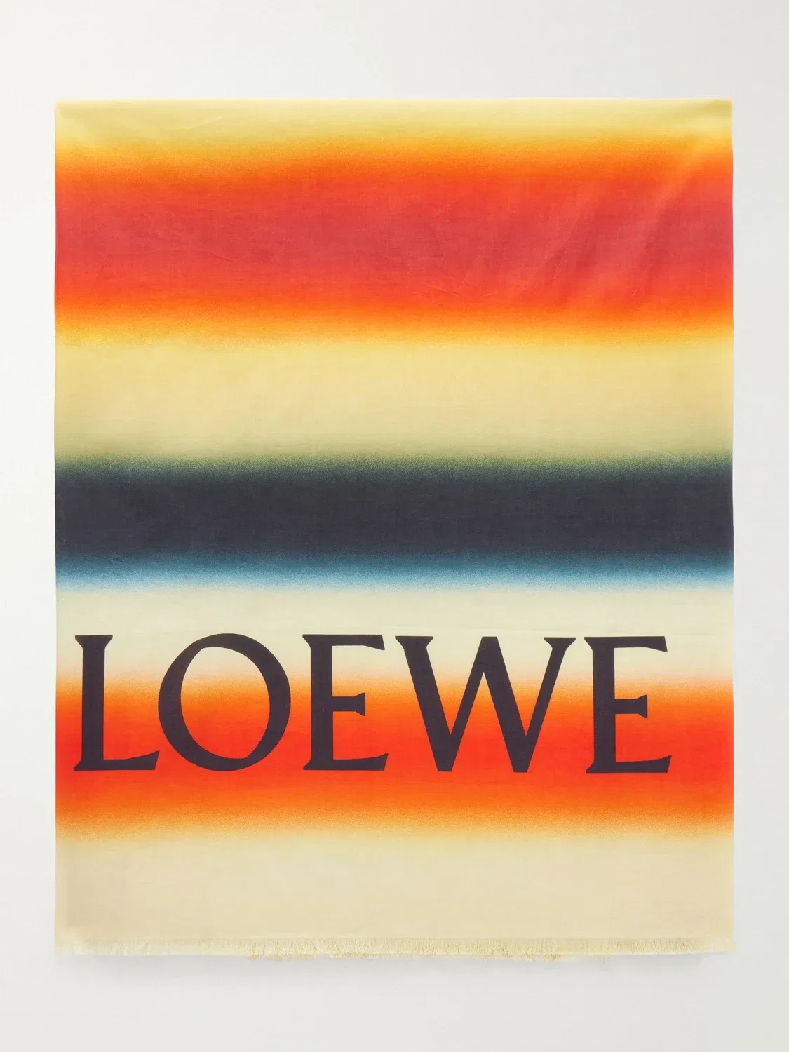 Шарф из хлопка-вуали в полоску с бахромой от LOEWE + Paula's Ibiza, мультицвет