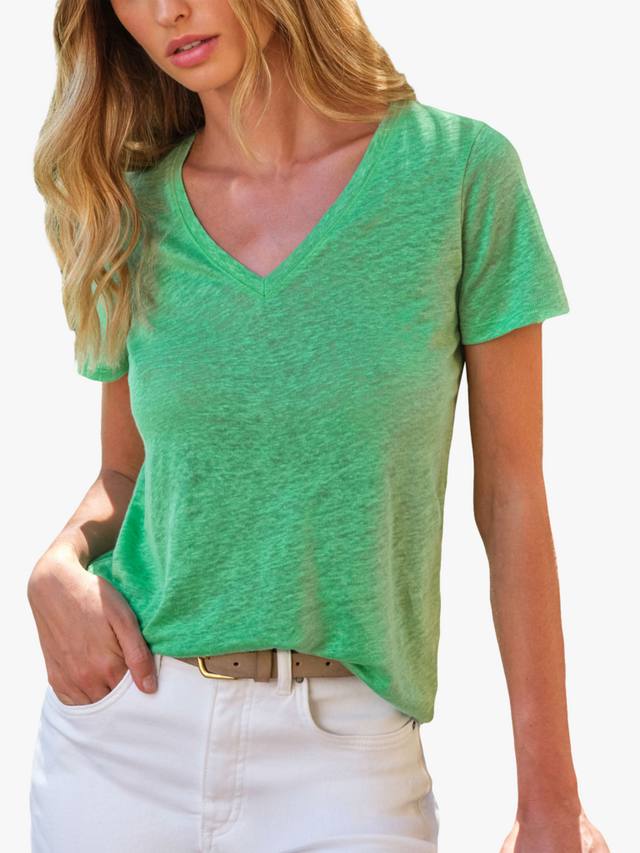 

Льняная футболка с v-образнымвырезом Pure Collection, цвет Mint Green