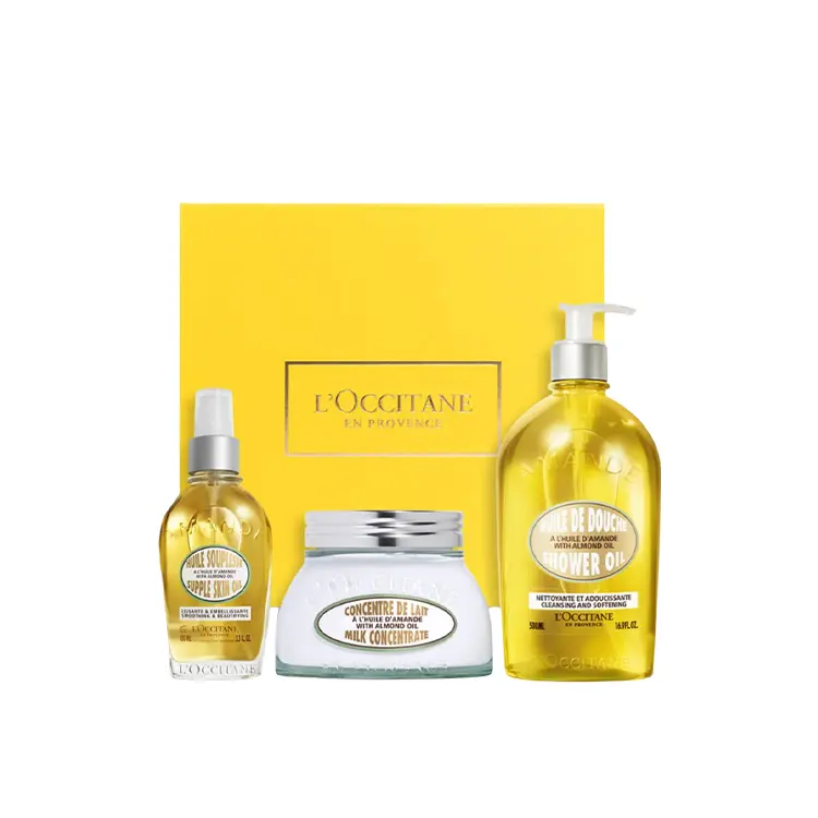 

Масло для ванны с миндалем и лосьон для тела уход набор успокаивающий эффект для кожи 250мл+200мл LOCCITANE, Three-Piece Set: Almond Bath Oil 500ml+Almond Moisturizing Lotion 100ml+Almond Beauty Cream 200ml