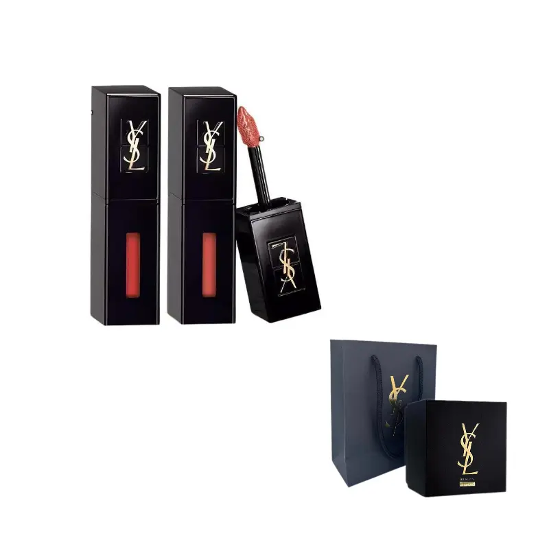 

Black Tube 2 Pack Новая версия Жидкая помада Heart глянцевое покрытие Увлажняющая подчеркивающая кожу 5,5 мл*2 SAINT LAURENT, 416+610