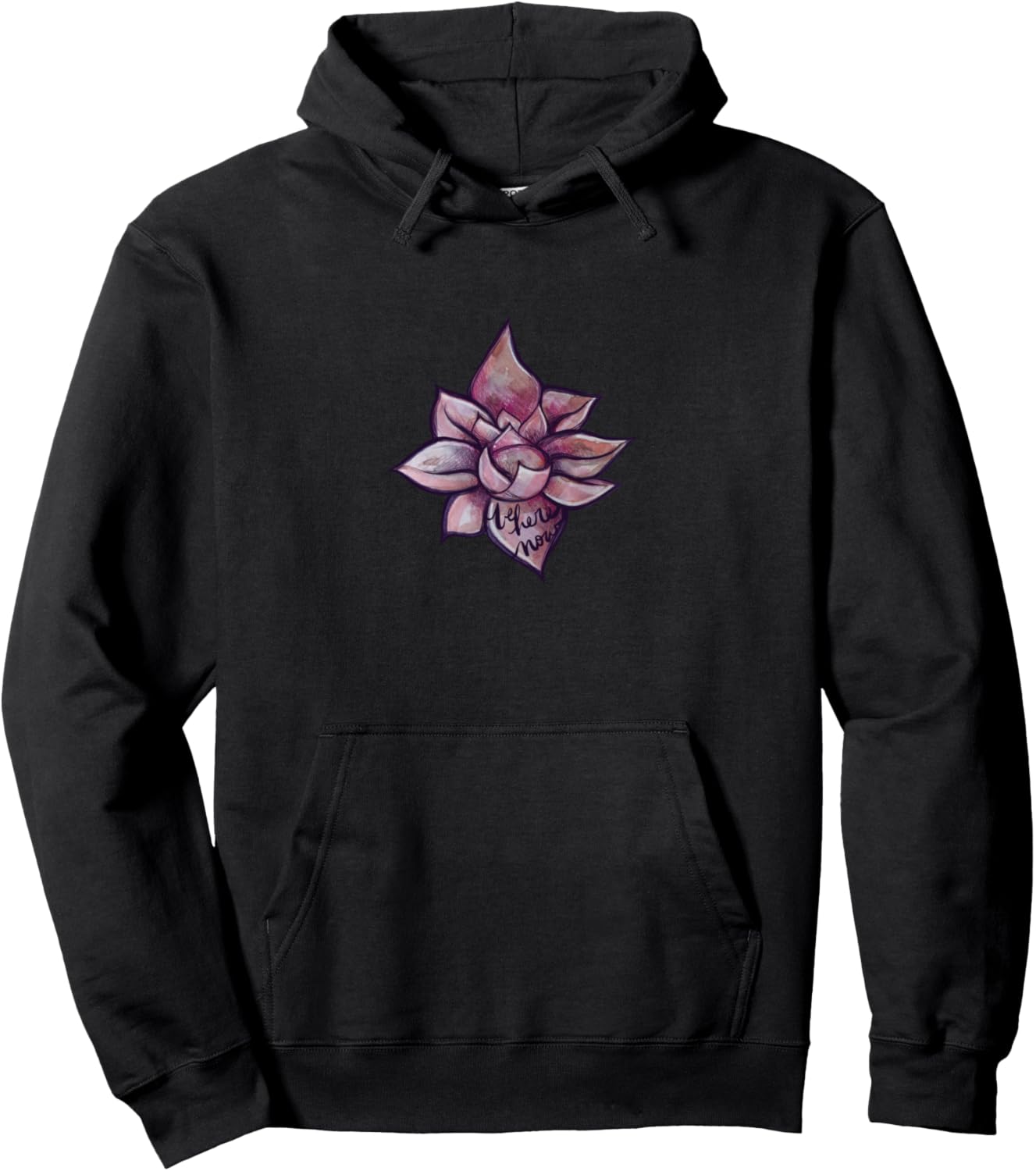 

Худи Pink Lotus Art Purple Be Here Now, черное (black 19-3911tcx), размер S Yoga Bubb