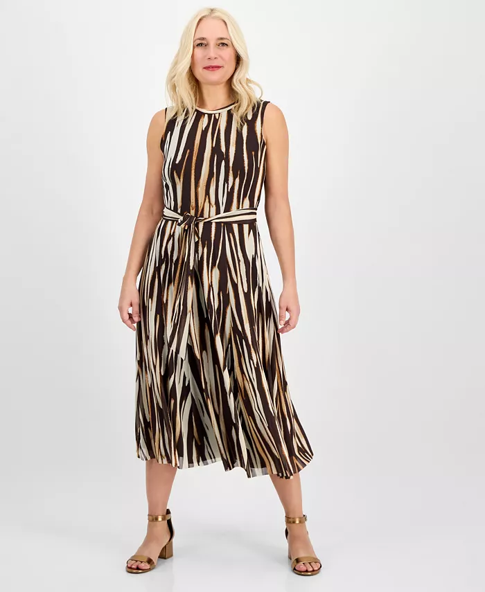 

Женское платье миди без рукавов с завязкой на талии Sandra Darren, коричневый