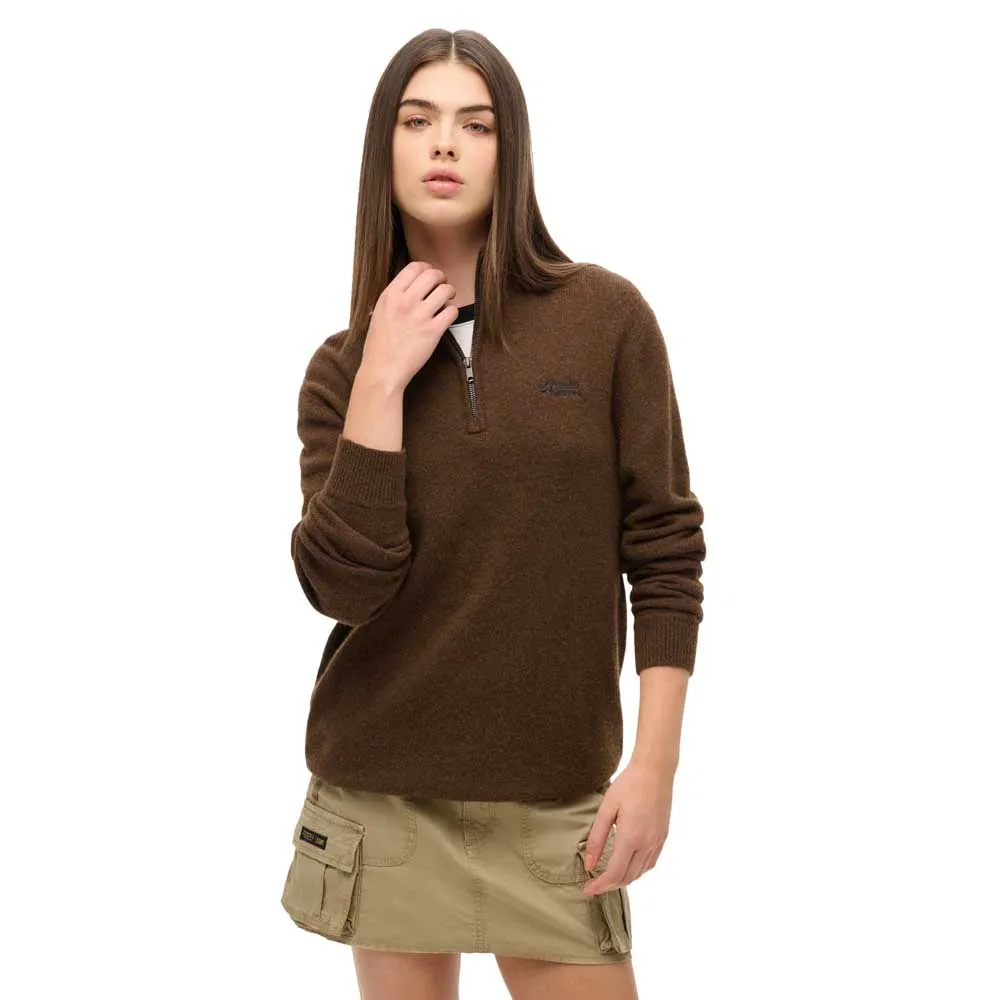 

Свитер Superdry Essential Pluse Size half zip, коричневый