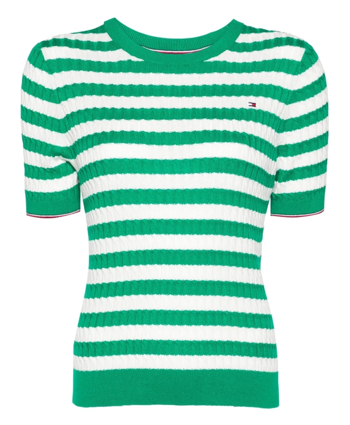 

Зеленая хлопковая футболка с короткими рукавами Tommy Hilfiger, зеленый