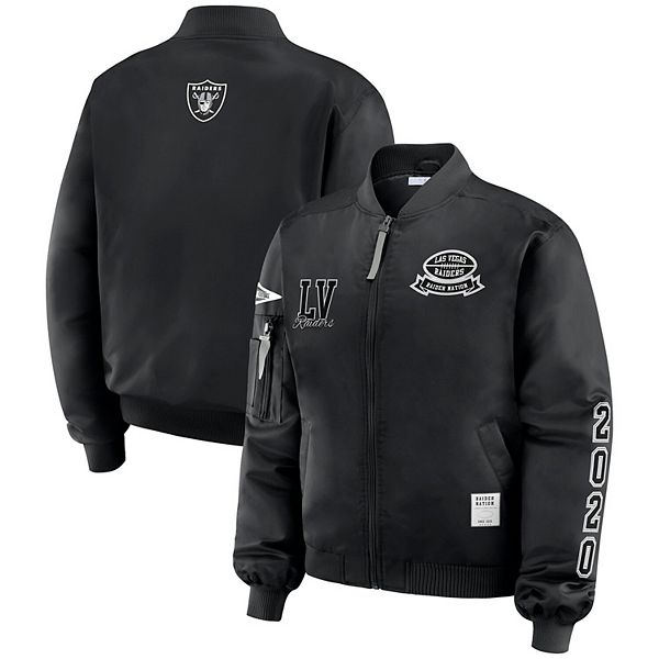 

Женская черная бомбер с молнией и нашивкой las vegas raiders Wear By Erin Andrews