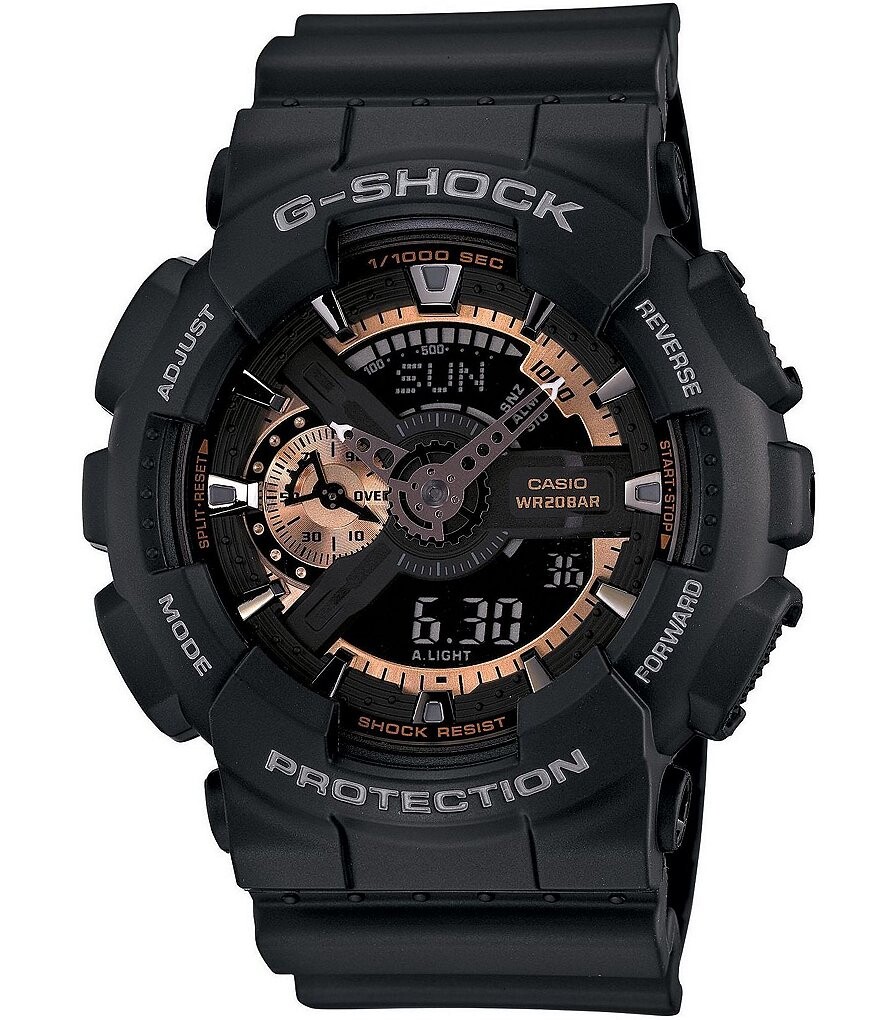 

Часы G-Shock XL Ana-Digi серии Rose Gold с черным полимерным ремешком, черный