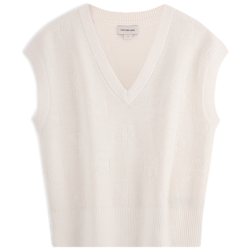 Calvin Klein Женская жилетка из коровьей кожи цвета айвори, YBI-Ivory — фото 3