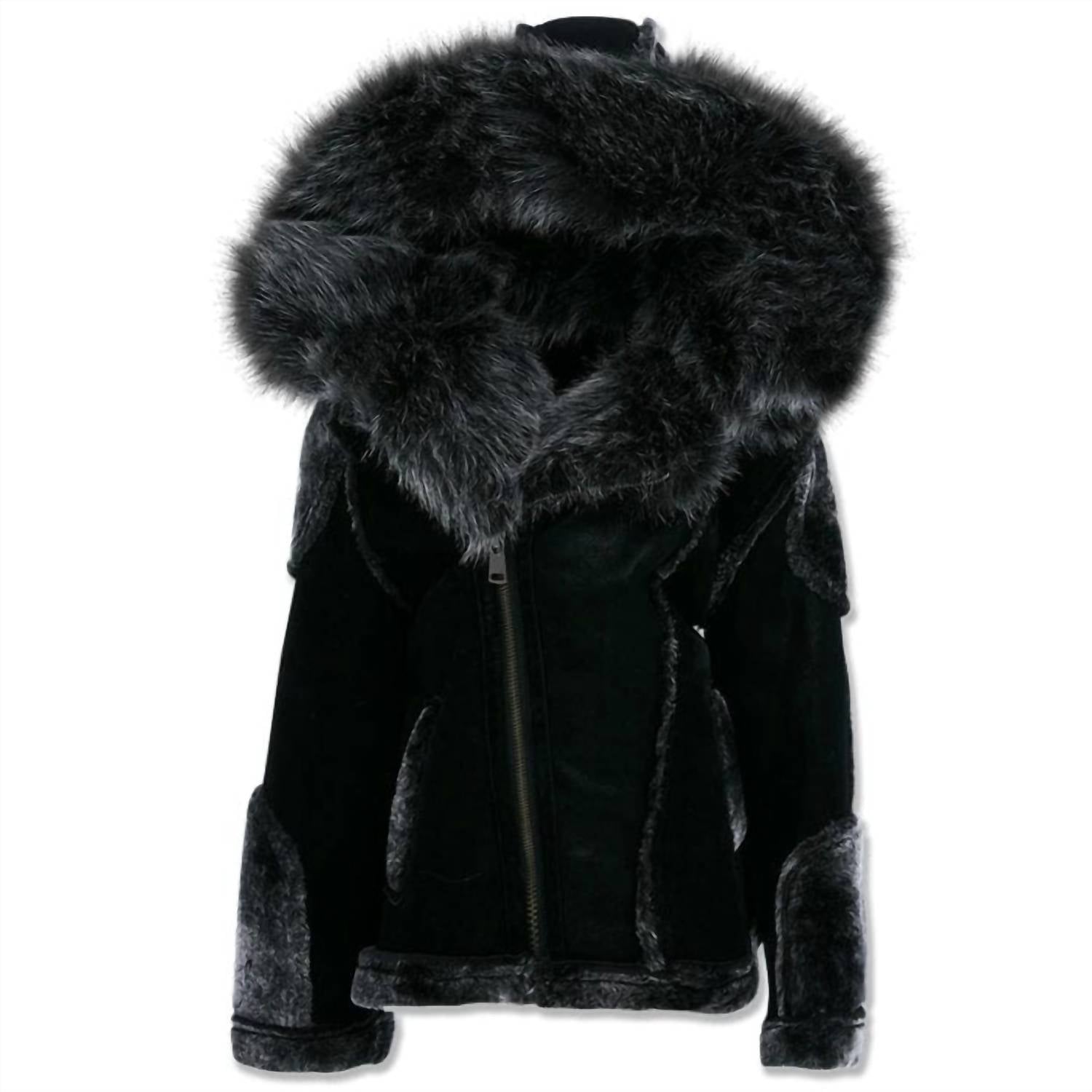 

Детская куртка El Jefe Shearling Moto черного цвета JORDAN CRAIG