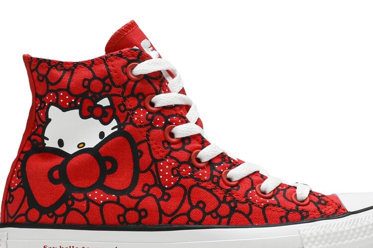 Кроссовки Converse Hello Kitty x Wmns Chuck Taylor All Star Hi 'Red', красный — фото 2