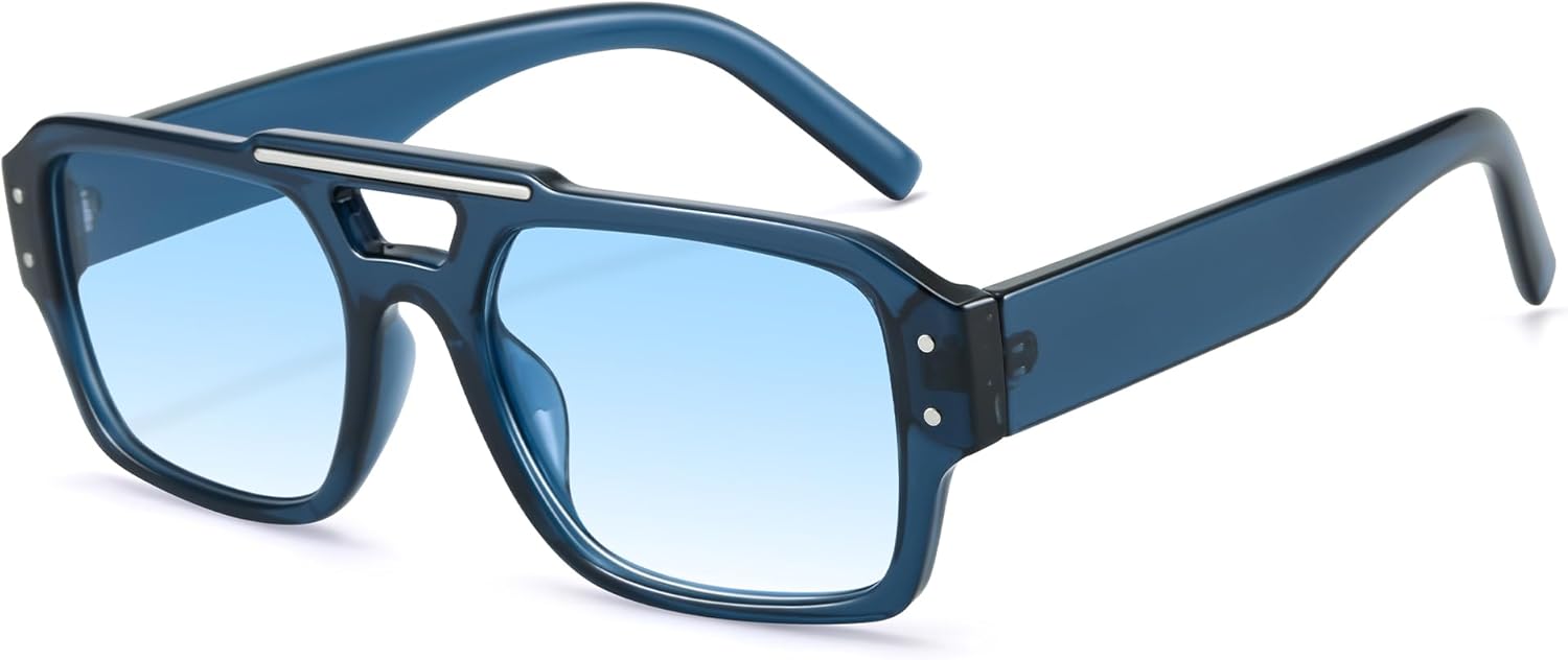 

Солнцезащитные очки Hycredi Retro Aviator для женщин и мужчин, модные квадратные очки в стиле 90-х, классические прямоугольные солнцезащитные очки в винтажном стиле 70-х, Blue/Gradient Blue